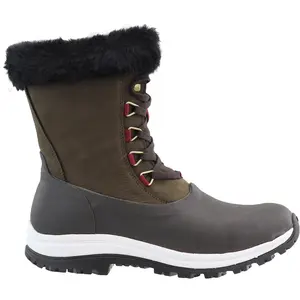 Muck Boot Womens Apres Lace Up Arctic Grip Snow Casual Boots Mid Calf Low Heel 1-2" - Brown