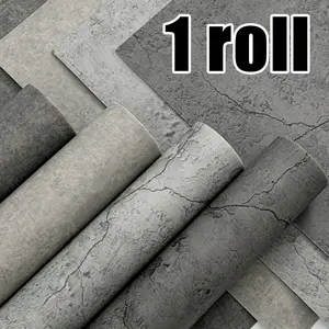 Vintage Cement Texture Wallpaper, Textured Wall Paper, 15.74x118.11 Inches, PVC Peel-And-Stick, Self Adhesive, Waterproof & Durable, Ideal for DIY Home Decor, Restaurant, Hotel Walls