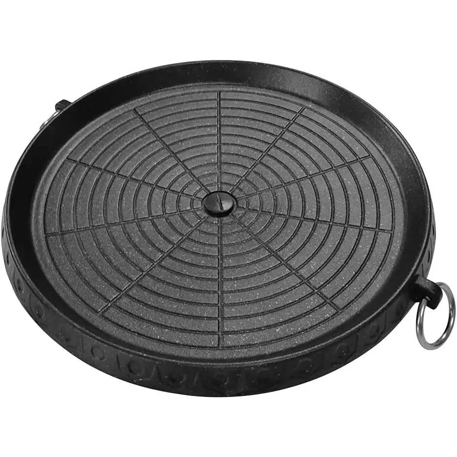 BBQ Grill Pan with Maifan Coated Surface Non-stick Smokeless Barbecue Plate for Indoor Outdoor Grilling 32x32cm