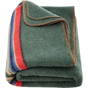 VEVOR Wool Camping Blanket, Large Warm Stadium Blanket, Flame Retardant, Great for Outdoors, Picnics, Hiking, Sports Events, Travel, Car & Bushcraft Survival Kits, 64" x 88", Striped Throw Blanket