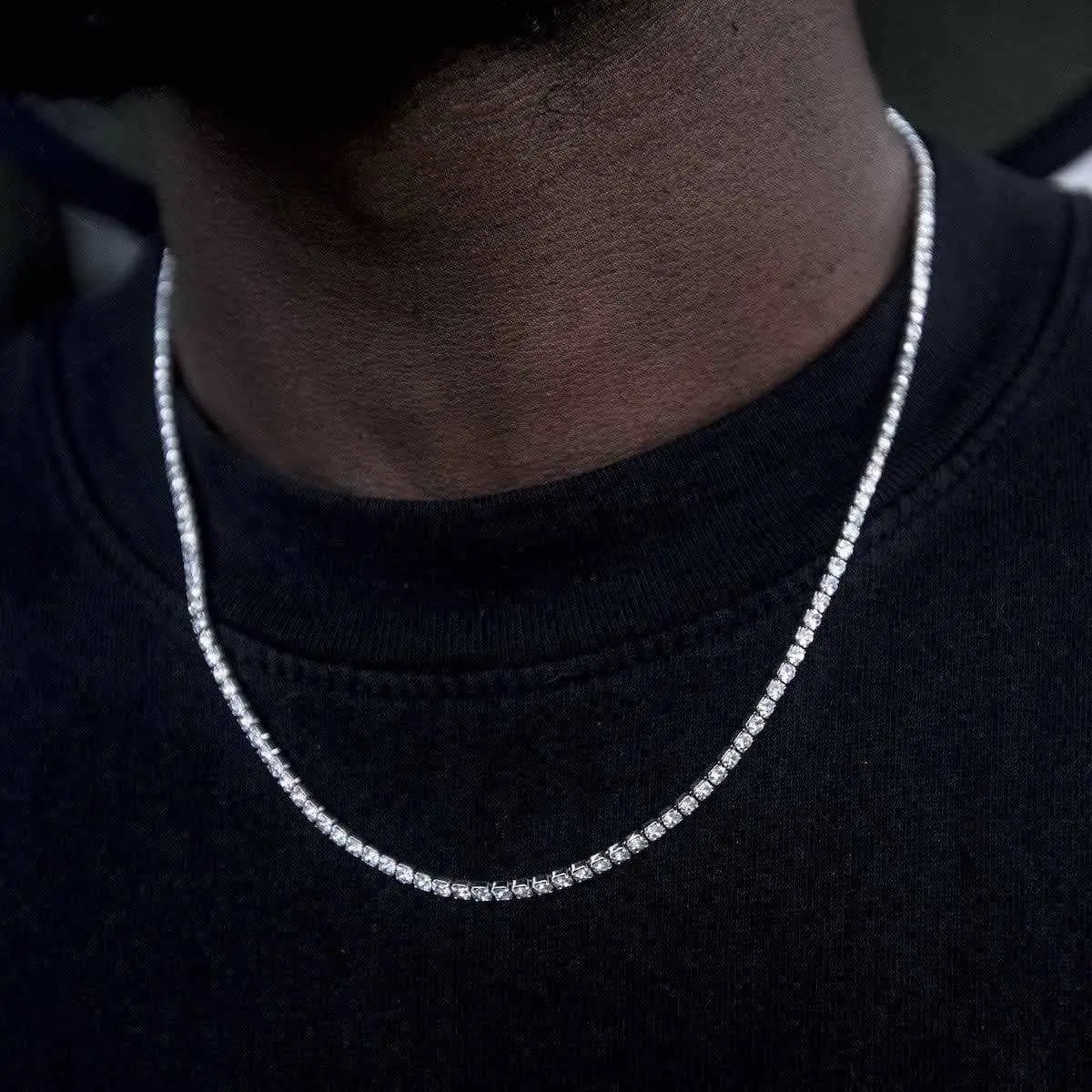 Micro Tennis necklace| 14k white gold-Gold Plated,Diamond Stones, chain lengths 15-18''|Perfect Gift