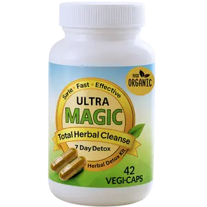 Ultra Magic Total Herbal 7-Day Detox - Full Body Cleanse for Toxin Removal, Gut, Kidney & Liver Support - Natural Organic Ingredients, Non-GMO, Lab Tested, Made in USA - 42 Veg Capsules