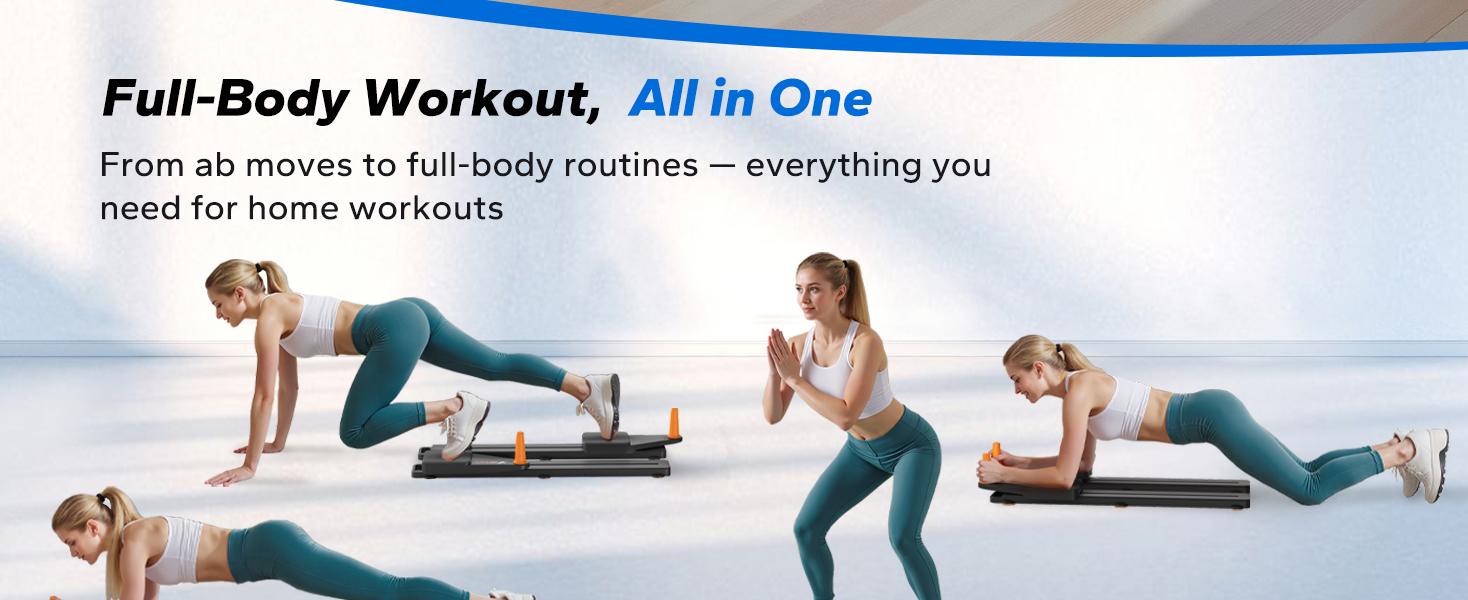 Merach Multi-functional Ab Exercise Board, Foldable Home Pilates Reformer with Knee Mat, Timer & Resistance Bands, Abdominal & Core Strength Training with Full-Body Toning Support, Abs Workout Equipment for Home Gym Summervibes