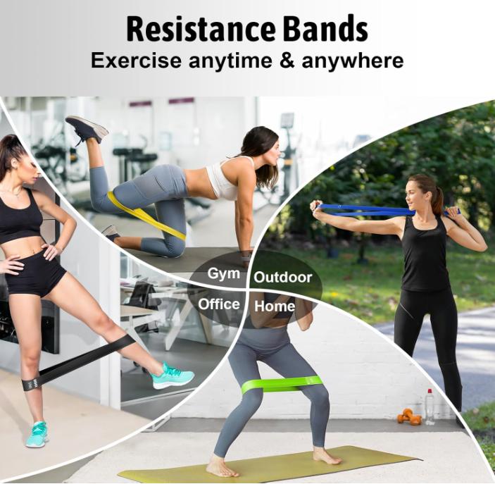 Yoga Resistance Bands for Working Out, Exercise Bands Resistance Bands Set with 5 Resistance Levels, Multi-Colored Workout Bands for Indoor & Outdoor Fitness, Leg Strength Training,