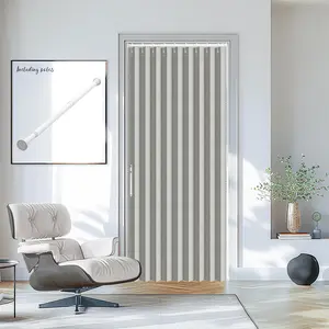 Accordion Doors Interior  Door Curtain for Bedroom Living Room Doorway Curtain Sets Puertas Corredizas para Interior Included Rod (1 Pack, 43W x 78 L, Grey)