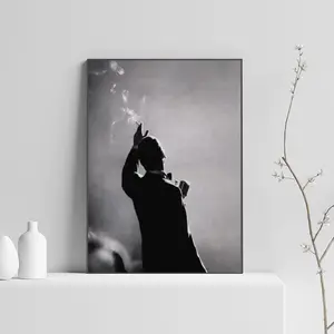 Iconic Singer Smokes While Singing Poster, Black and White Fashion Wall Art, Celebrity Print, Hollywood Print, Classy and Elegance Print