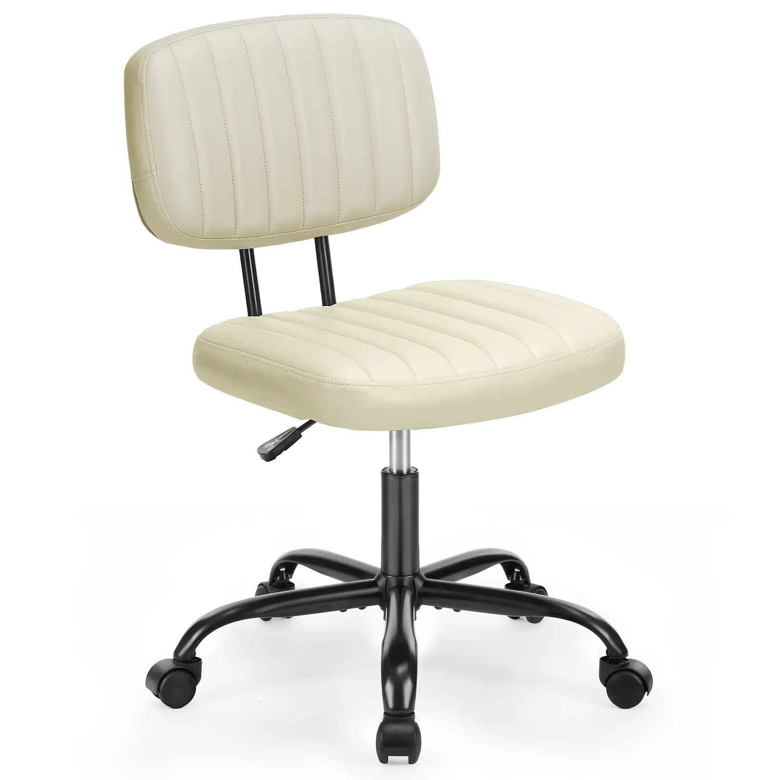 Modern Height Adjustable Small Office Desk Chair with WheelsComfy Armless PU Leather Rolling Swivel Task Chair Perfect for Adults, Students, Bedrooms, Homes, and Vanities, Pu Leather Chairs, Vanity Chair