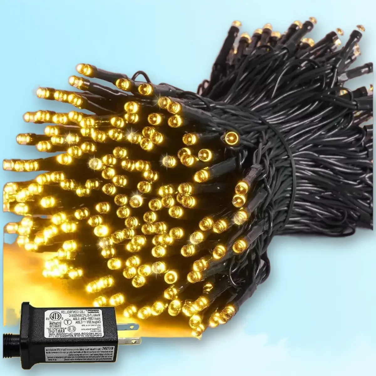 Swtroom 82Ft 200pcs Christmas String Lights LED Twinkle Cluster Lights wh 8 Mos Function for Christmas Warm Whe