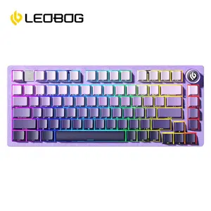 LEOBOG Hi75 Mechanical Gaming Keyboard, 16 RGB Light Effects Backlit Compact 81 Keys Mini Keyboard, Wired Office Keyboard with Rotating Button