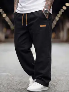 Four-season men's loose, large-sized, elastic drawstring waist, washed and distressed, loose straight-leg wide-leg denim jeans, suitable for up to 300 pounds, super large size, a must-have for daily casual and urban gatherings