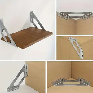 10 Large Stainless Steel Right Angle Brackets + 70 Screws, 90° Corner Brackets for Cabinets Furniture, Hardware Accessories