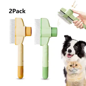 2Pack Pet Hair Removal Comb for Dogs Cats Shedding and Tangles Electrostatic Cat Self-Cleaning Pet Comb with Long Short Stainless Steel Metal Teeth Safe to Use
