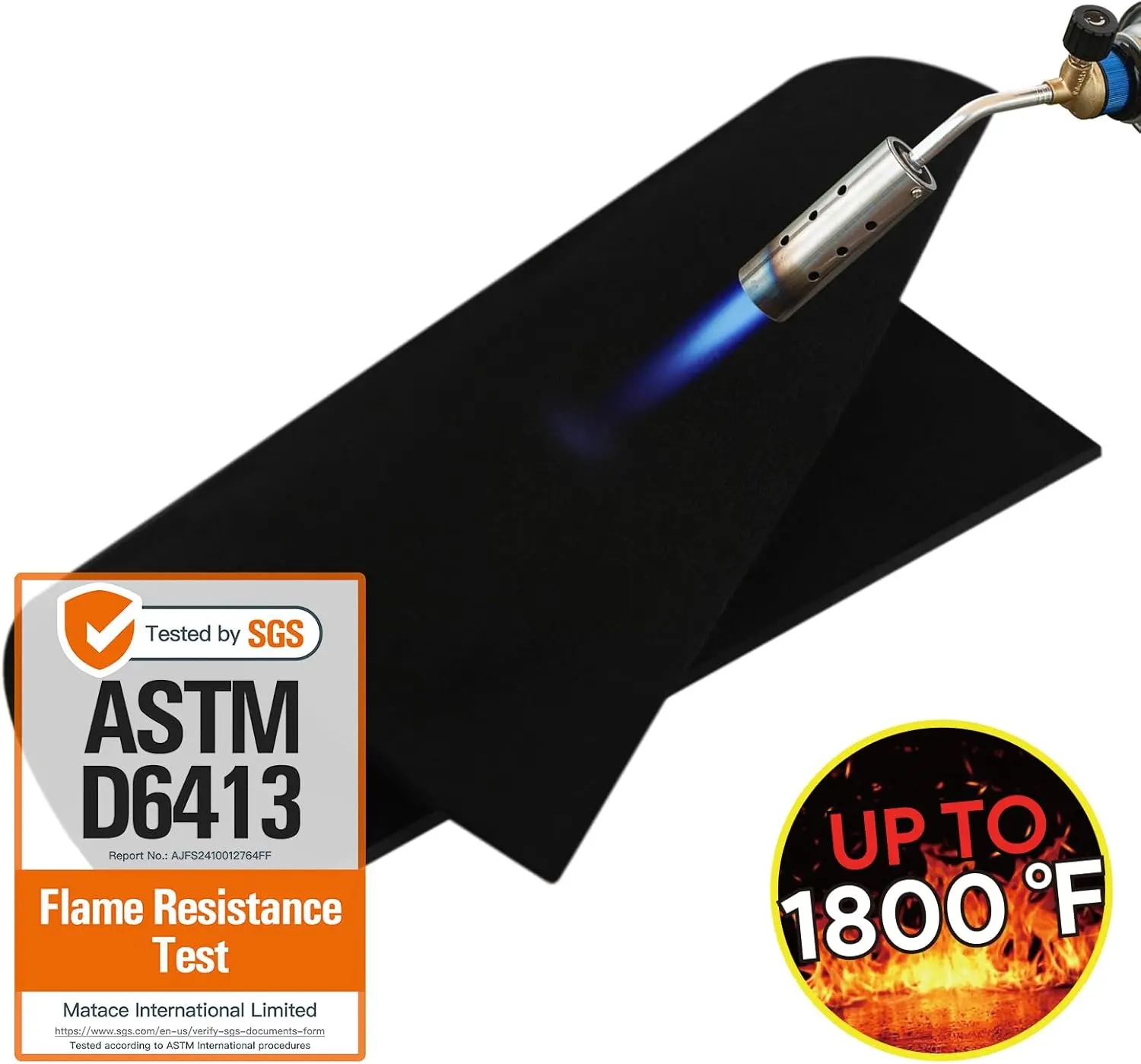 2-Pack Fire Resistant Pad, Foldable 12x14in Flame Proof Welding Blanket, 1/5in (5mm) Thick Lightweight Carbon Felt Cloth with Enhanced Durability & Extended Protection Time, HVAC Soldering Heat Shield (Black)