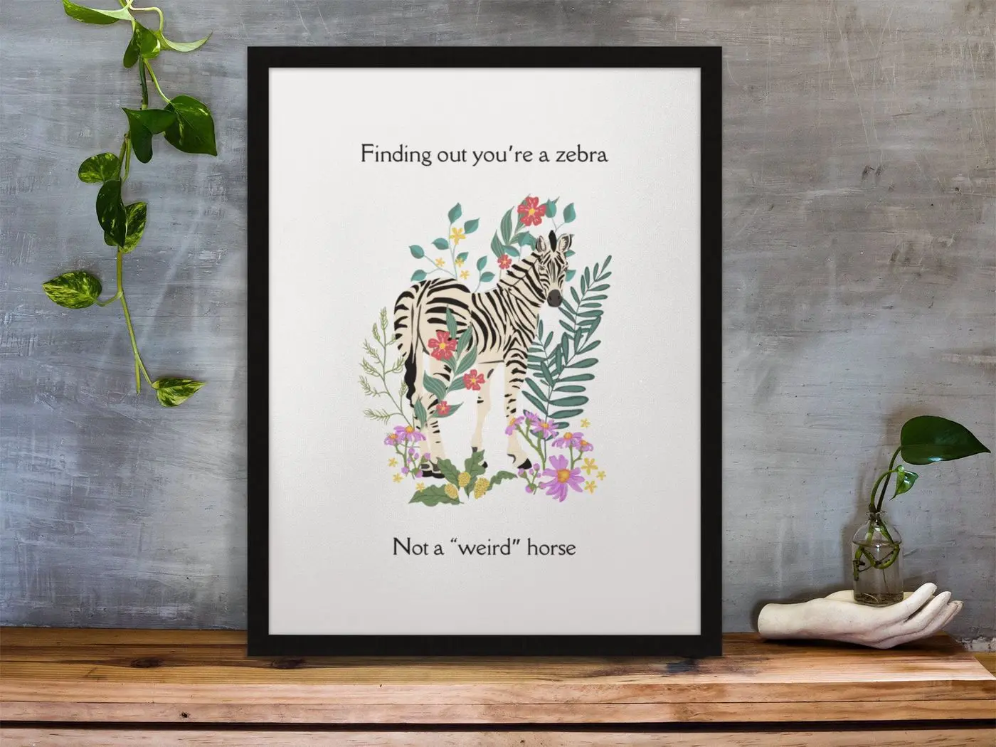 Relatable Art, ADHD Poster, Printable Wall Art, ADHD Print, Mental Health Poster, Office Decor, Therapy Wall Art, Zebra