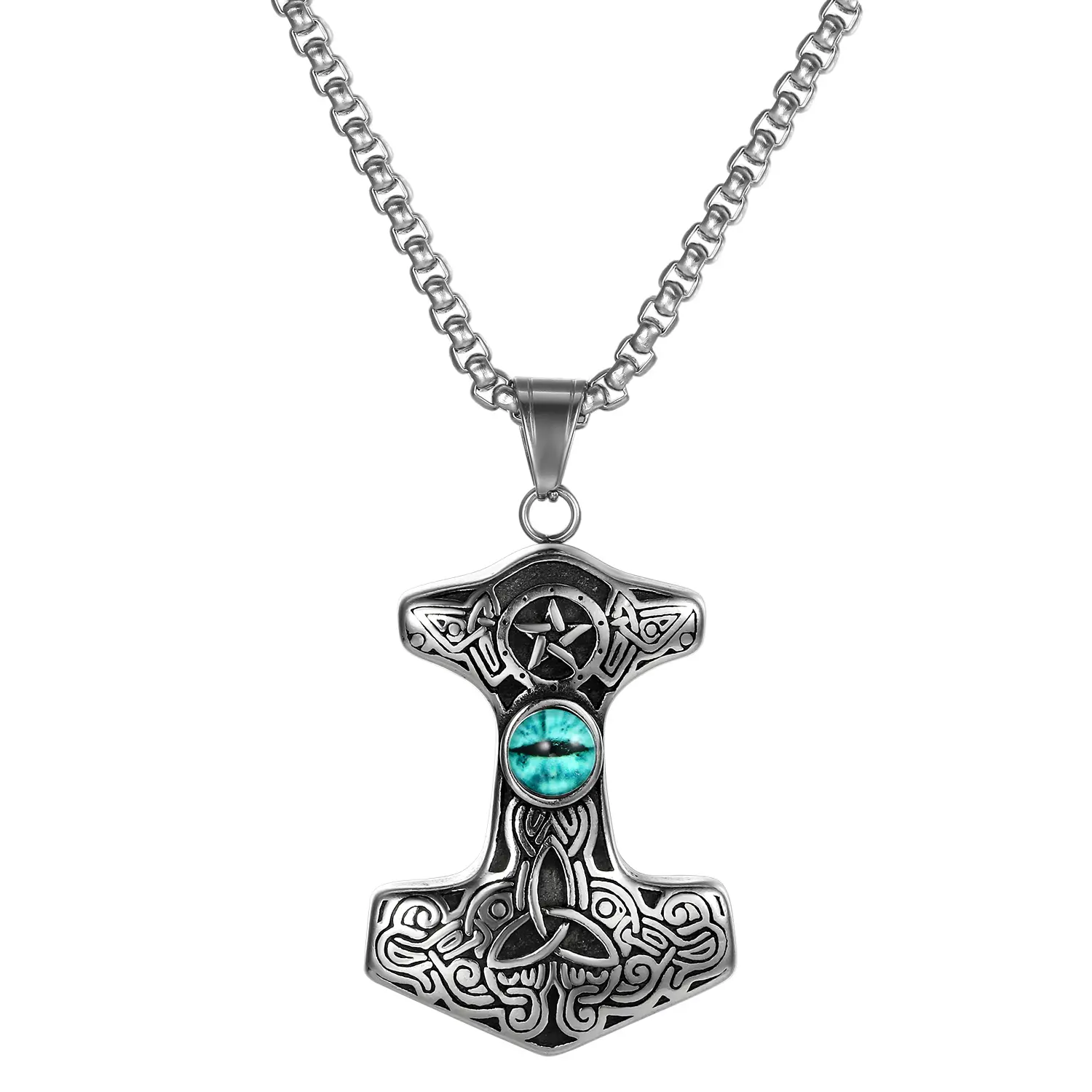 OIDEA Men's Thor Hammer Pendant Necklace - Stainless Steel, Resin Mjolnir Charm, 22-in Chain, Gothic Large Statement Exquisite Jewelry Gift for Norse Mythology Fans, Necklaces, Charm Necklaces, Gift Ideas