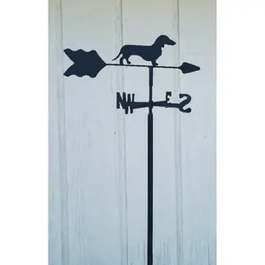 212 MAIN Dachshund Garden Mount Weathervane, Outdoor Lazy Scroll Decor for Home Improvement and Garden Supplies, Steel, Ground Mount, Durable, Plasma Cut