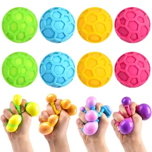 Hexagon Mesh Stress Ball 4-Pack - Color Changing Squeeze Toy for Anxiety Relief, Durable Sensory Fidget Ball for Kids & Adults, Hand Therapy Grip Tool for ADHD Autism, Silent Office Desk Toy, Vibrant Birthday Party Favors & Classroom Prizes