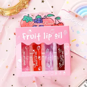 4 Pcs Fruity Flavors Roll On Lip Gloss for Teen, Fruity Flavors Moisturizing Lip Stain,Kids Lip care,Non Toxic,friendly, Party Gift