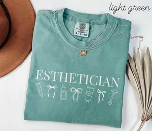 Esthetician Comfort Colors Shirt • Coquette Skin Therapist Work Tshirt • Licensed Esthetician Gifts • Aesthetician Gift • Esthetics School Fabric Top