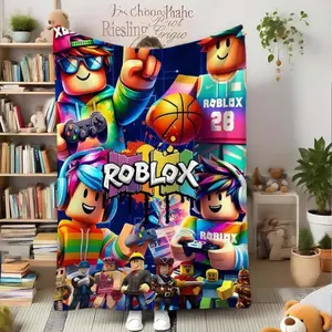 ROBLOX Gaming Throw Blanket for Kids & Teens | Super Soft Vibrant Flannel Game Merchandise | Cozy Bedroom Decor & Birthday Gift for Boys & Girls | Gamer Fleece Bedding Comfy TV Watching Applies to Super soft  decorative sofa/sofa/bedroom