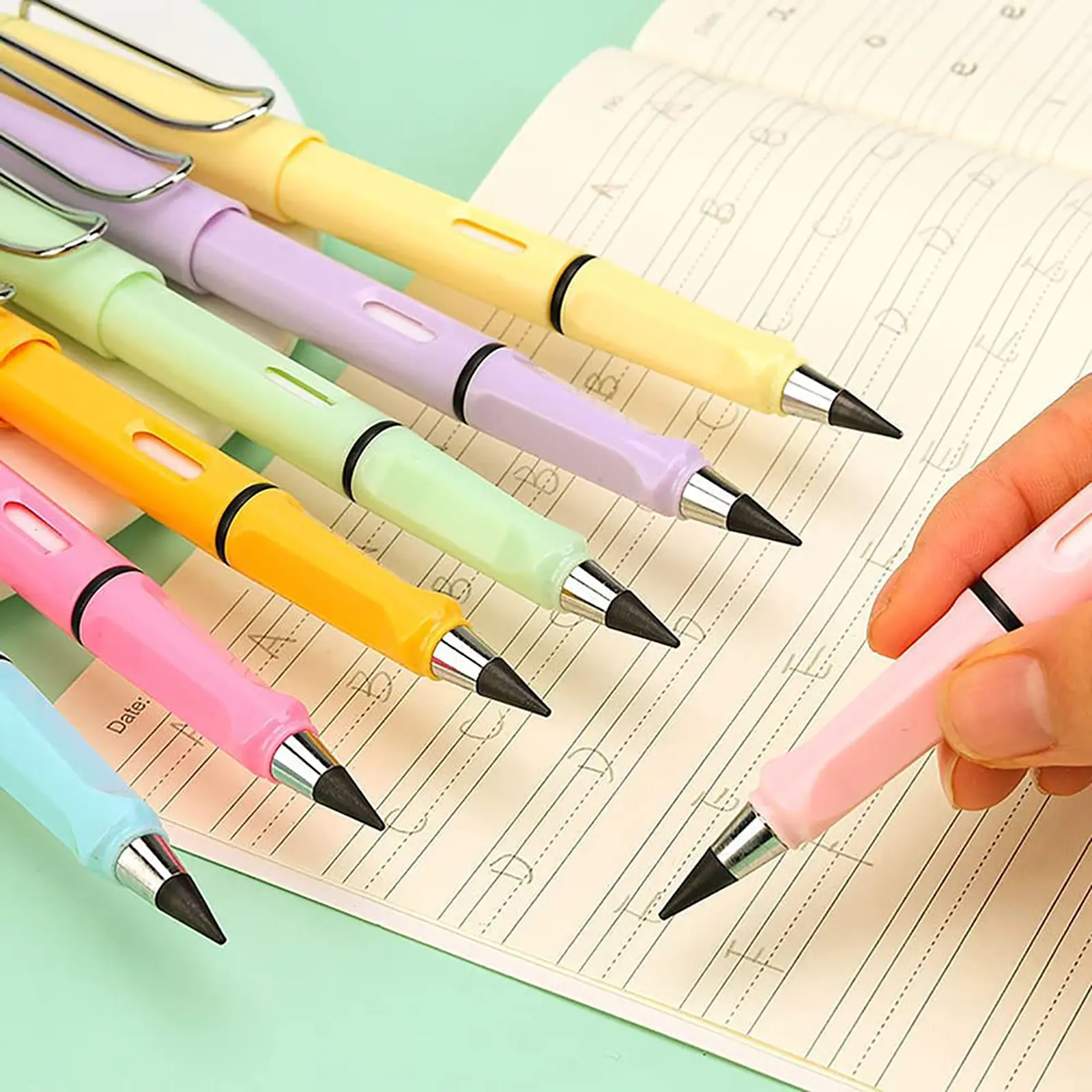 Multi colored ink free eternal pencil, infinite writing eternal pencil, as a tool for adult artists to write and paint.
