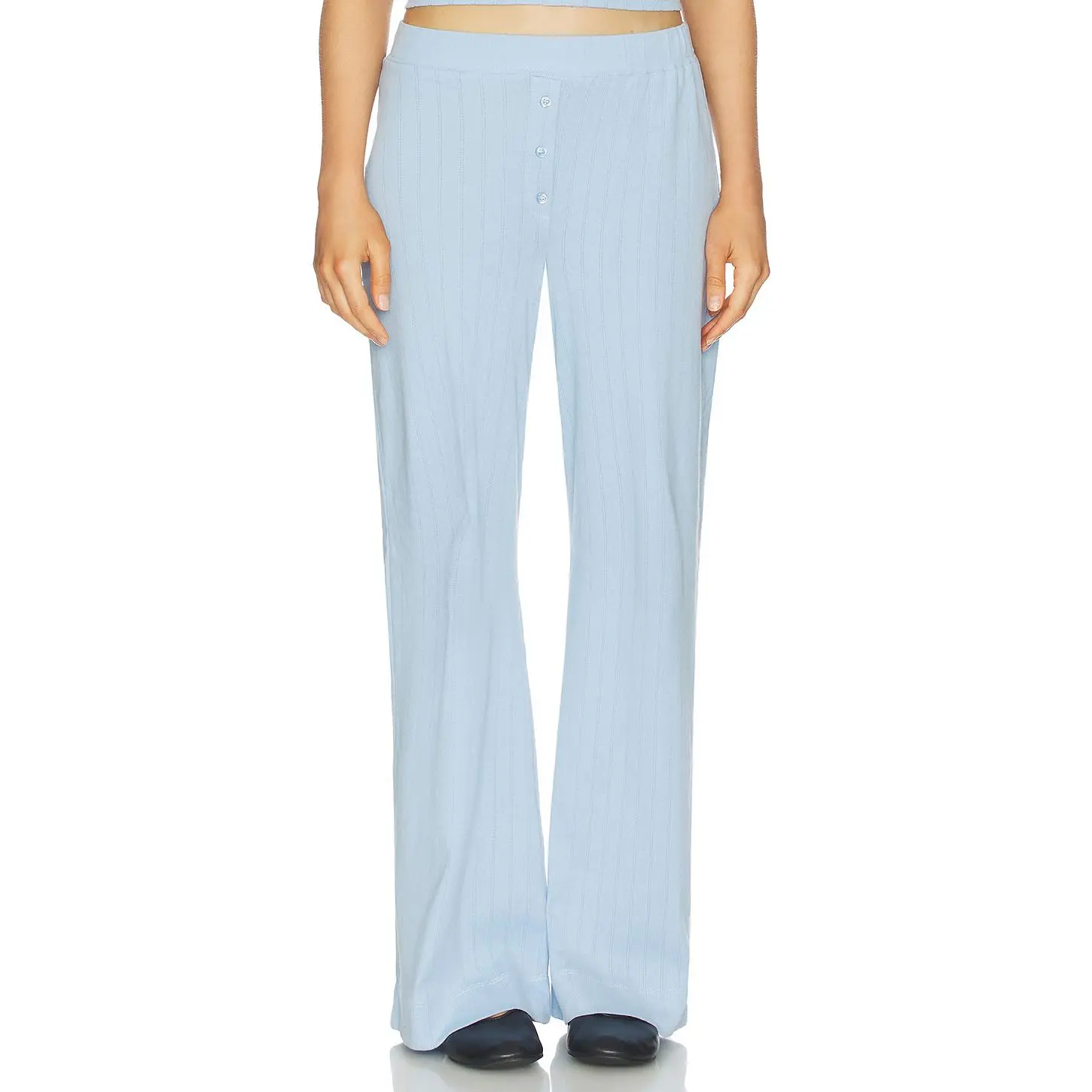 VIR VITA Pointelle Lounge Pant in Vintage Blue