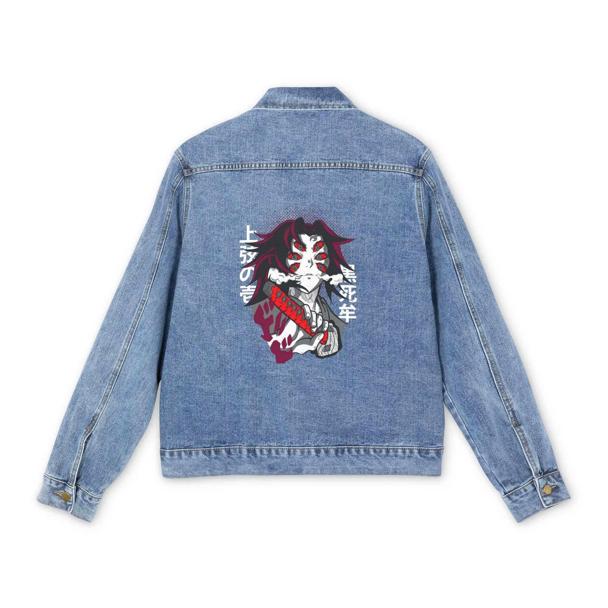 Anime Denim Jacket for Men, Japanese Cartoon Graphic, Otaku Streetwear, Manga Fashion Coat, Anime Lover Gift, DBZ, JJK, Naruto, JuJitsu Kaisen, Itadori, yuji, Satoru, Gojo, sasuke, DMS, demonslayer, Asian Style Outerwear,