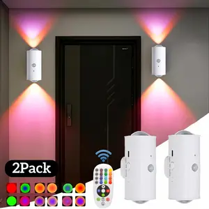 2 intelligent LED night lights, with remote control and motion sensor, RGB color adjustable wall lamp, rechargeable Smart Night Light, indoor ambient lighting lamp, staircase corridor lighting lamp, bedroom, Home Night Lamp