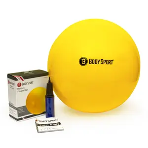 Body Sport Yellow Fitness Ball (65 Cm), Pump & Exercise Guide Included