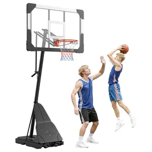 VEVOR Portable Basketball Stand, 8.04 to 10 ft Height Adjustment Basketball Hoop & Goal, Basketballs Hoop Outdoor with 44 inch PC Backboard for Kids, Adults in Schools, Parks, Indoor & Outdoor Use