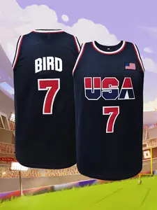 Men's Retro USA #9 Embroidered Basketball Jersey, Breathable Mesh Sleeveless Patriotic Shirt, Vintage Style Athletic Top for Basketball Games, 4th of July & Daily Wear