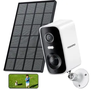 Solar Powered WiFi Camera 2K HD Night Vision IP66 Waterproof AI Motion Detection Two-Way Talk 5000mAh Battery 2.4Ghz Wireless Security Camera for Outdoor Indoor Home