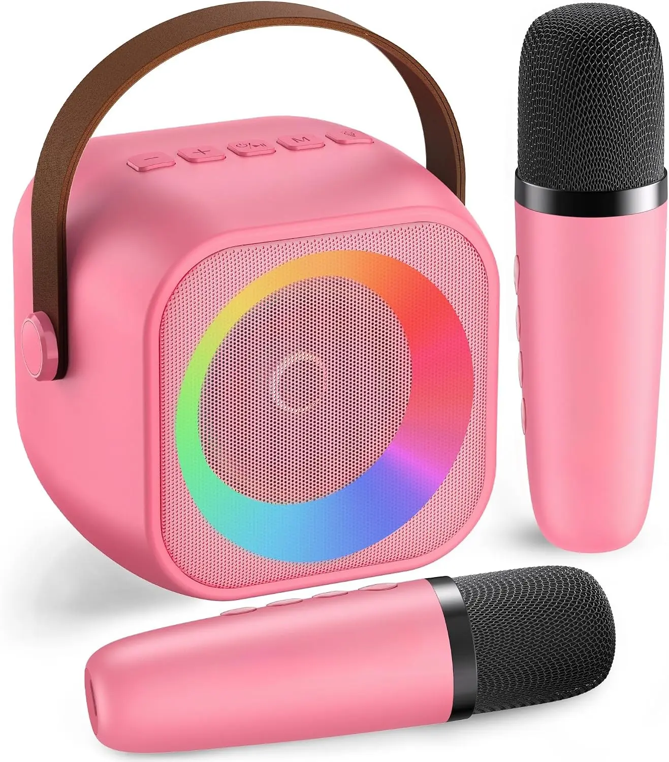 Mini Karaoke Machine with 2 Wireless Microphones for Kids Adults,Portable Bluetooth Karaoke Speaker with Party Lights,Christmas Birthday Gifts for Girls Ages 4, 5, 6,7, 8, 9, 10,12+ Family Home Party