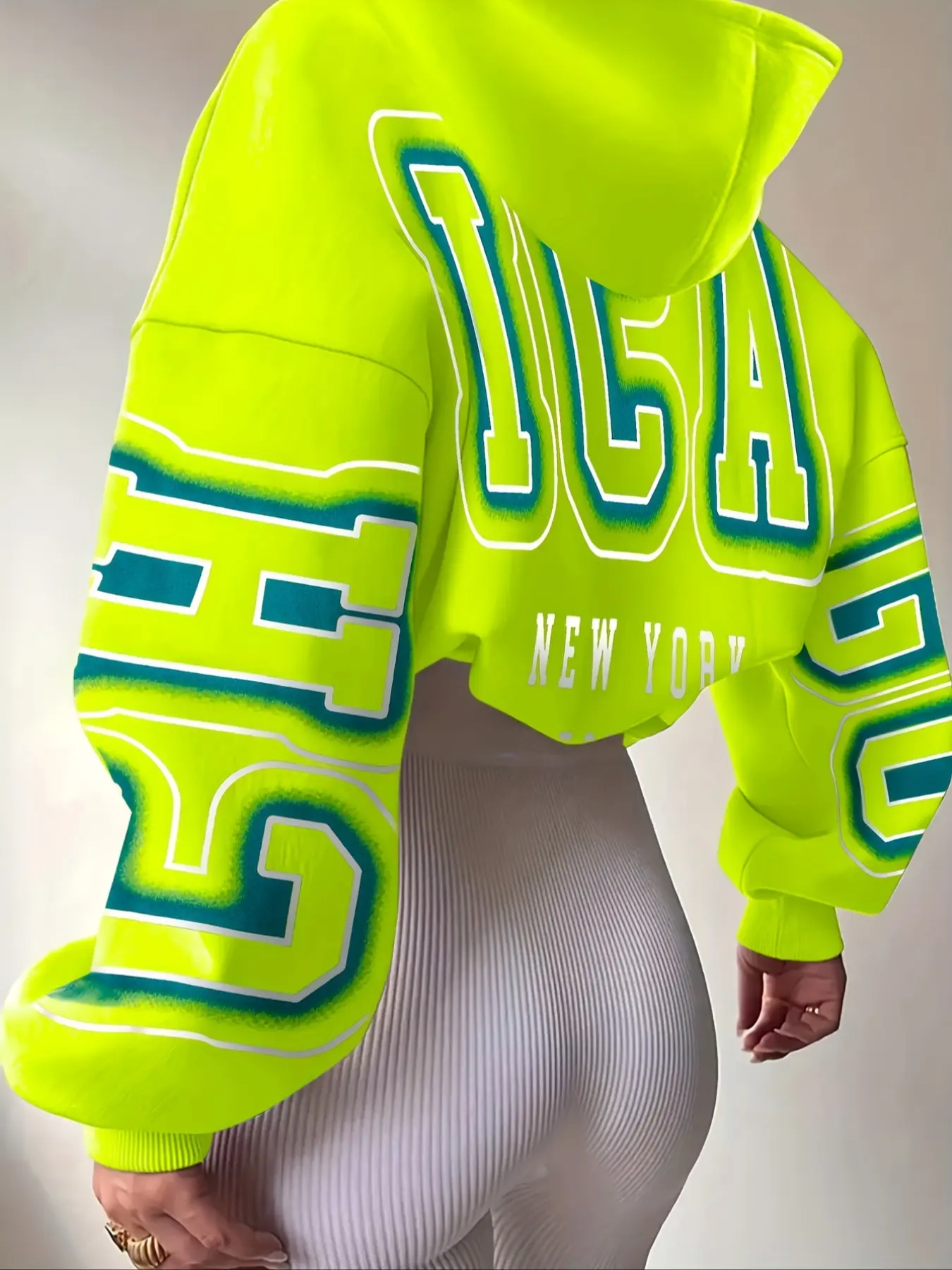 Women's Fashion Letter Print Drop Shoulder Varsity Hoodie, Graphic Hoodie Sweatshirt, Soft Casual Long Sleeve Pullover Sweatshirt, Wearable Hooded Sweatshirt, Loose Fit Daily Wear, Tops, Womenswear, Lady, Garments