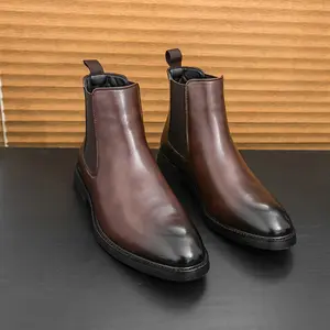 Men's Classic design ankle boots Fashion round-toe style, suitable for daily wear men's full-fitting shoes, suitable for daily wear suit shoes, classic American PU denim boots, fashionable Chelsea boots, Father's Day gift, Casual botas parahombres tiktoks