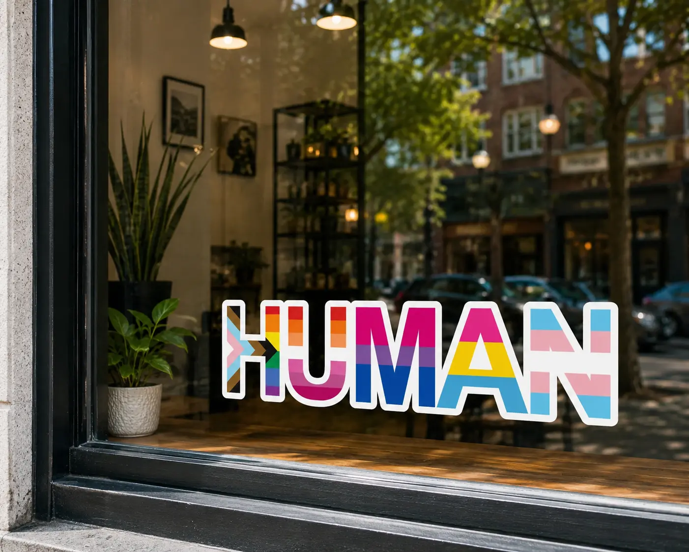 Human Progress LGBTQ+ Flags Rainbow Lesbian Bisexual Pansexual Transgender Asexual - Vibrant Vinyl Decal Sticker