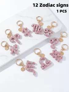 12 Zodiac Pendant Rhinestone Keychain, Fashion Bag & Stylish Key Accessory, Keychain For Bags, Unique Design for Daily Use, Perfect Gift for Women and Girls