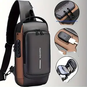 Men's Anti-Theft Motorcycle Backpack with Lock, Convertible Crossbody Bag, Zipper Closure & Anti-Theft Compartment, Adjustable Shoulder Strap, Suitable for Commuting, Travel, Motorcycling, Large/Small Size Options