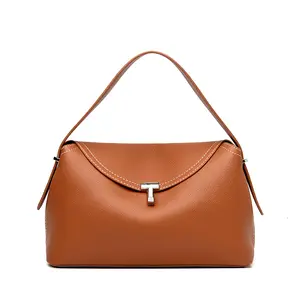 "Elegant T-Buckle Leather Shoulder Bag Classic Women's Crossbody Bag, Chic Everyday Office Date Night Tote with Timeless Hardware"