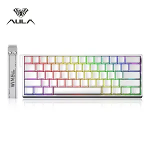 AULA WIN60HE high-performance e-sports magnetic axis keyboard, 60% arrangement, USB plug-in, cool RGB lighting effect, hot-swappable axis, compatible with Windows/Mac system, suitable for office games, Rgb Backlight Keyboard.