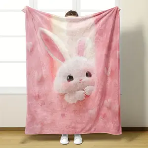 Rabbit Polyester Home Throw Blanket For Students' Dorms And Office Nap Blankets