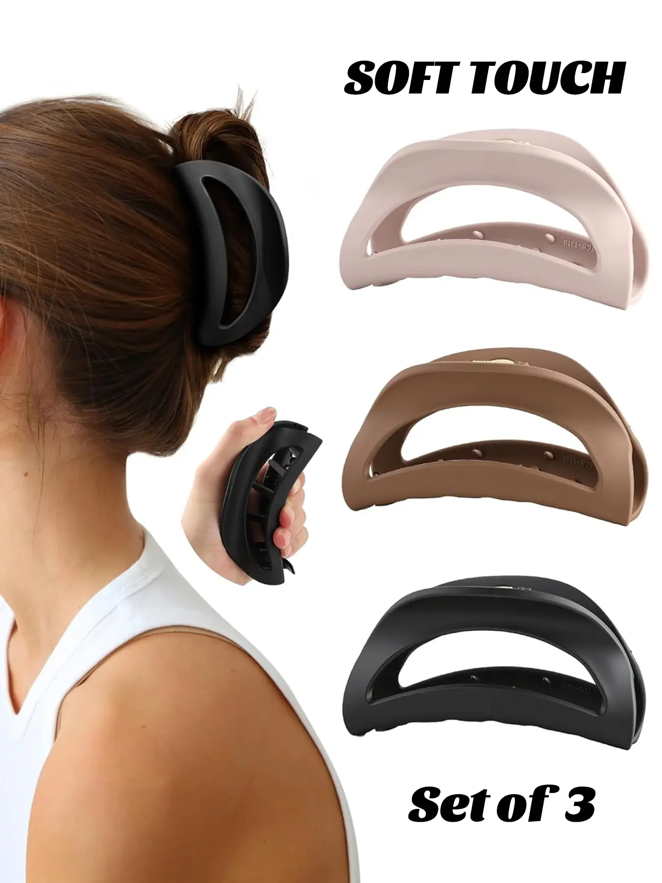 3Pcs Silicone Flexible Hair Claw Clips for Women, Hair Claws Set, Soft Bump Proof Design for Bendable Hair Clip For Thin/Thick/Curly Hair, Unsnappable Flexible Non-Slip Rectangle, for daily, work, birthday parties, holiday, Bendy Hair Clip