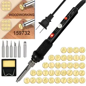 Professional Wood Burning Kit, Letter Branding Iron Set, Usa Plug, Wood Carving Welding Tools, Accessories for Wood Burning Press Flower Engraving, Heavy Duty