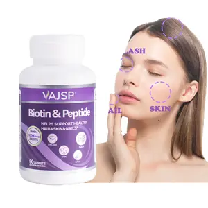 VAJSP Biotin & Peptide Supplement - 10000mcg Biotin, Collagen Peptides, Vitamins for Stronger Hair, Radiant Skin, Healthier Nails - 90 Tablets, 45-Day Supply