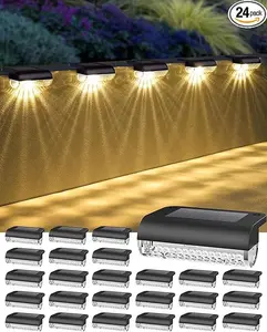 DERAYSION  Solar Step Lights Outdoor 90% Brighter, 8/12/16/24 Pack, Auto On/Off All Weather Waterproof Solar Deck Lights for Stairs Fence Patio Garden Yard outdoorfun Yard Lighting