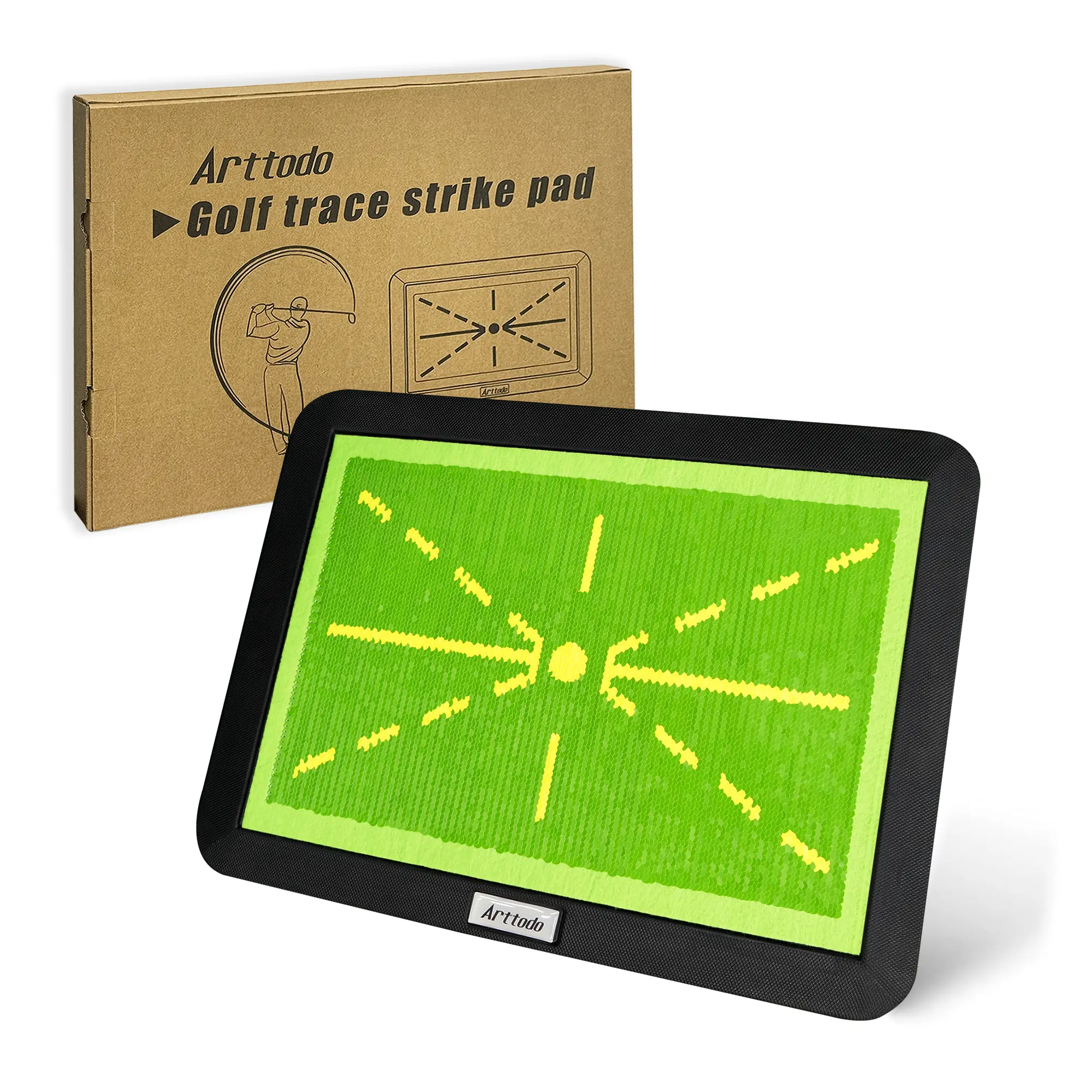 Arttodo Golf Hitting Mat, Golf Chipping Mat, Golf Trace Strike Pad, Golf Training Aid, Analyze Chipping Paths & Ball Impact, Improve Ball Striking Posture, Golf Gifts