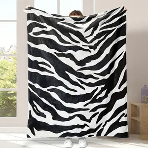 1pc Zebra Printed Blanket Shawl Nap Blanket Soft Skin-friendly Leisure Sofa Blanket, Throw Blanket, Nap Blanket, Multi-purpose Blanket