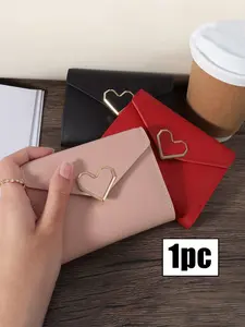 Cute Women's Mini Fashionable Wallet, Heart-Shaped Clutch, Nylon Lined, Multi-Card Slots, Perfect Gift for Girlfriend, Ideal Birthday Present