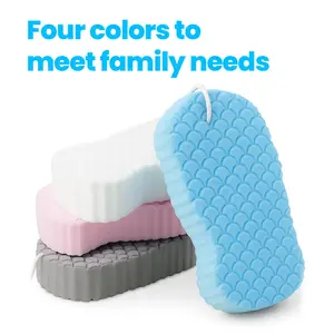 2Pcs Magic Exfoliating Bath Sponge,3D Super Soft Exfoliating Bath Sponge,Remover Dead Skin for Adults Children and Pregnant Women,Reusable(Blue+Pink+Gray+White)