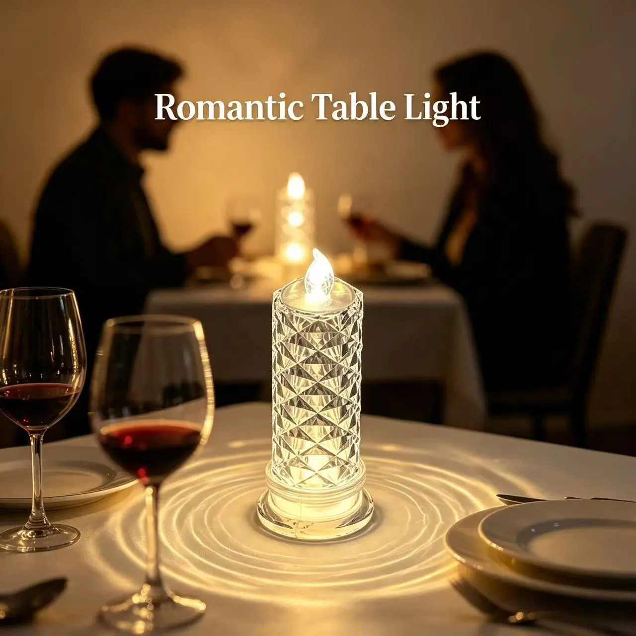 4 Pack Crystal Flameless LED Candles, Christmas Holiday Decor Warm Ambient Lamp, Aesthetic Table Home Decoration Gift artificial decorative light tacky halloween Realistic Outdoor Indoor Color Set Santa Ornament and xmas